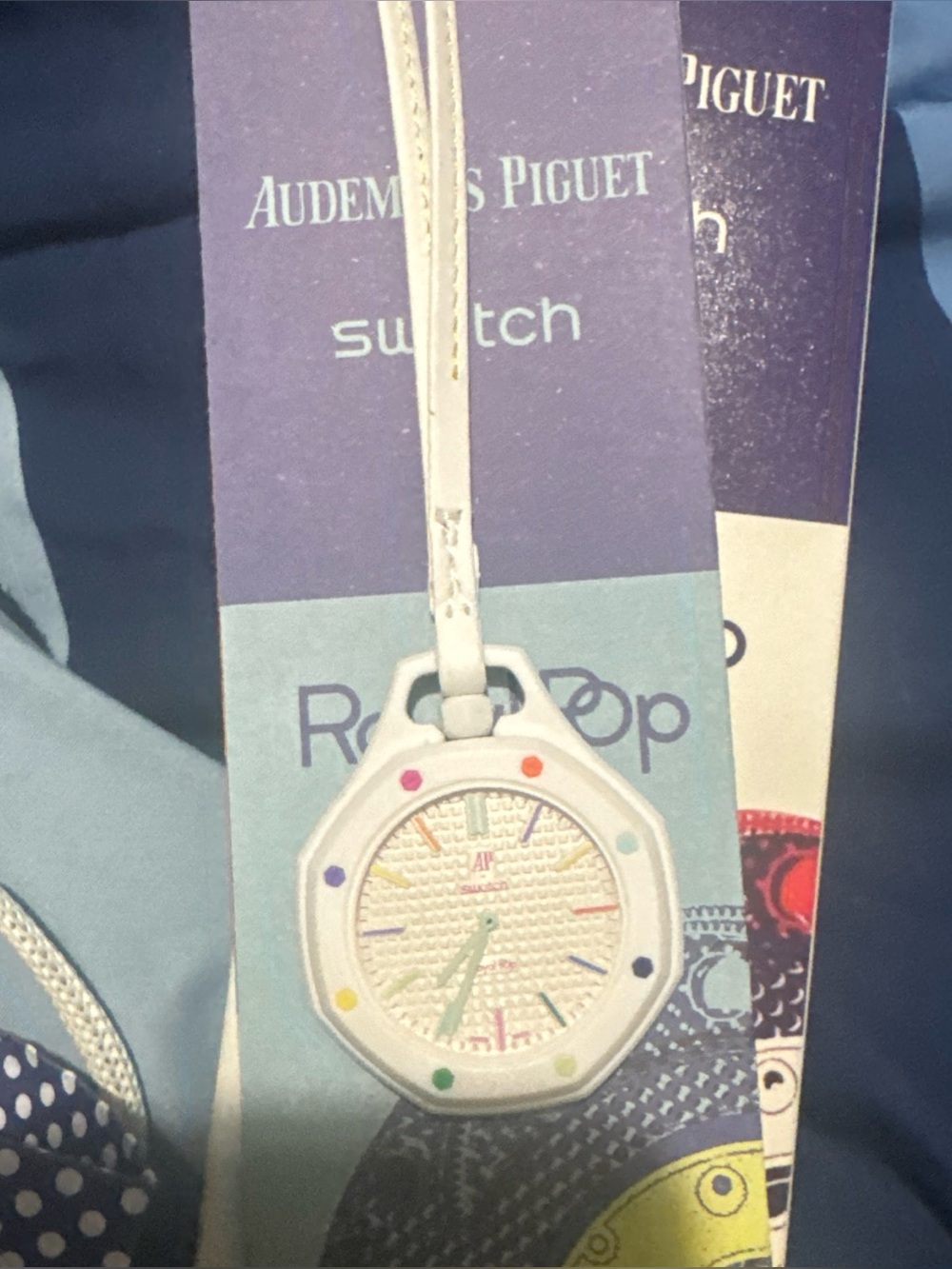 Audemars Piguet White Octagonal Rainbow-Accent Pendant Watch